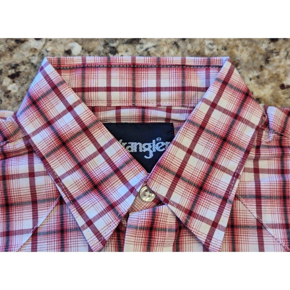 Wrangler Mens Red White Plaid Western Snap Front Shirt 2XLT Tall 112337467